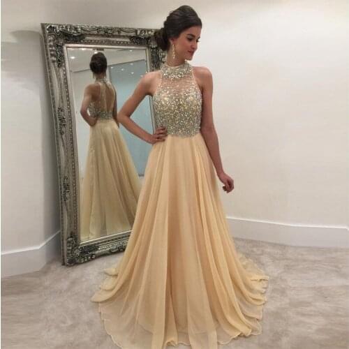 AHVIT Off The Shoulder Backless Sexy Dress Women Glitter Diamonds Mesh See Through Party Dress High Neck Ball Gown Dress YL1279