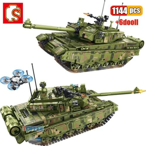 SEMBO 1144Pcs Military Type 99A Main Battle Tank Building Blocks WW2 Army Soldiers Information Weapon DIY Model Educational Toy