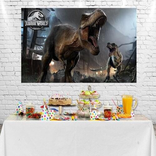 SensfunJurassic World Birthday Party Backdrop Birthday Background Baby Shower Party Decor Candy table Banner Plinth