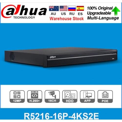 Dahua NVR NVR5216-16P-4KS2E With 16CH NVR 16 PoE Port Support Two Way Talk e-POE Network Video Dahua Recorder For CCTV System