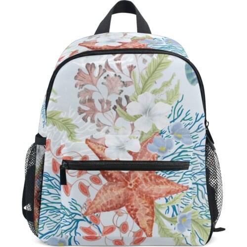 Children Orthopedic School Bags For Girls Boys Kids Princess Schoolbags Primary School Backpack Seastar Flowers Corals Print