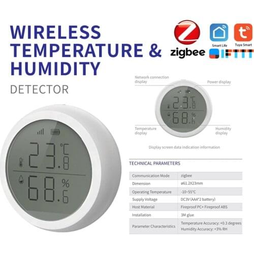 Tuya Smart Home ZigBee Temperature And Humidity Sensor Indoor Hygrometer Thermometer With LED Screen Works With Alexa Google