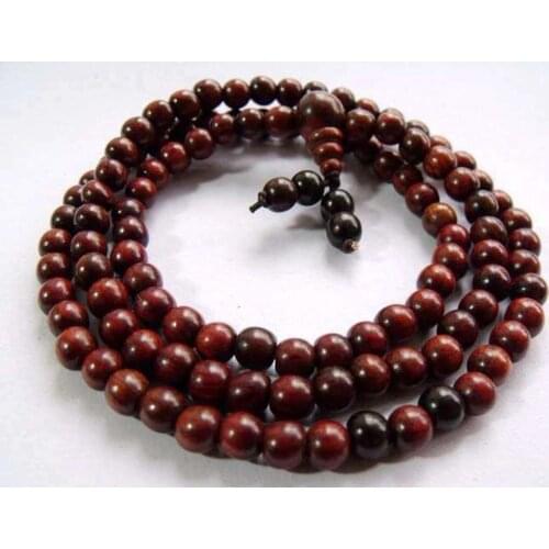 Tibetan Buddhism 108 Black Red Sandalwood Prayer Bead Mala Necklace
