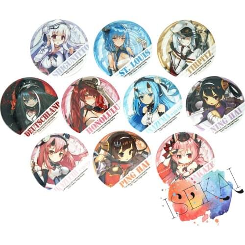 Azur Lane Game Badge Anime SHIGUNITTO TIRPITZ DEUTSCHLAND HONOLULU INAZUMA HAMAKAZE NING HAI Cute Metal Badge Brooch Pins