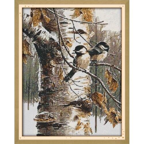 Joy Sunday birds cross stitch autumn scenery Cross Stitch animal printe cloth Chinese embroidery needlework decoracion for home