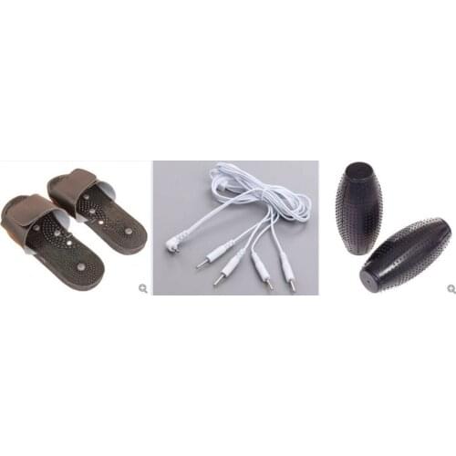 1 Pair tens Electrode slipper + 1 pair hand electrode + 1pc 4 Pins 3.5mm plug size Electrode cable leads for TENS Unit