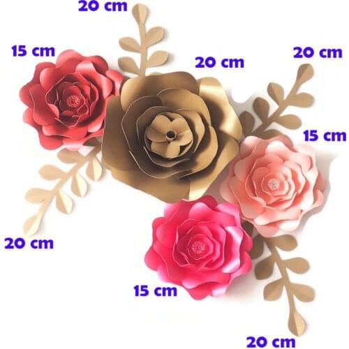 DIY Artificial Flowers Fleurs Artificielles Backdrop Giant Paper Flowers 4PCS Paper Leave 4PCS Wedding Party Decor Baby Nursery