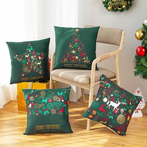 4Pcs/set Christmas Decorative Pillow Cases Polyester Merry Christmas Santa Claus Throw Pillow Case Cover Elk Pillowcase