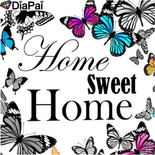 DiaPai 5D DIY Diamond Painting 100% Full Square/Round Drill "Text butterfly" Diamond Embroidery Cross Stitch 3D Decor A22474