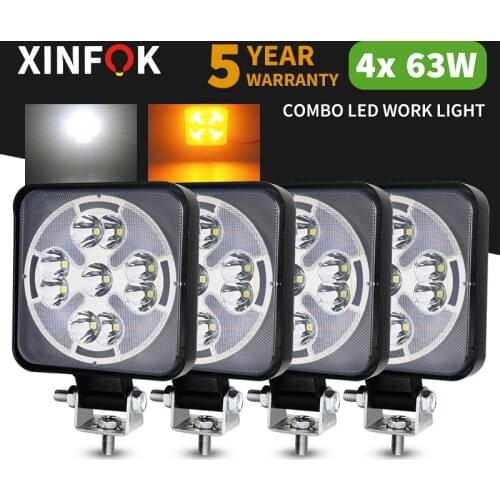 Car LED Work Light 3030 SMD 63 Watts White Yellow 3000K 6500K DC 12-24 Volts Flood Spot Combo Spotlights Truck 4x4 4WD