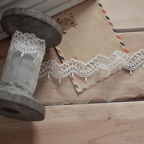 Off-white Black Gauze Embroidery Lace Fabric Trim Clothes Decoration Width 5cm