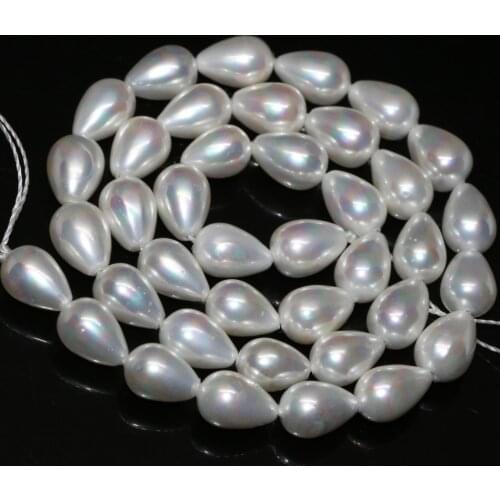 Teardrop free shipping fashion white 7*10mm natural shell pearl loose beads women gifts diy findings fine jewelry 15inch B2283