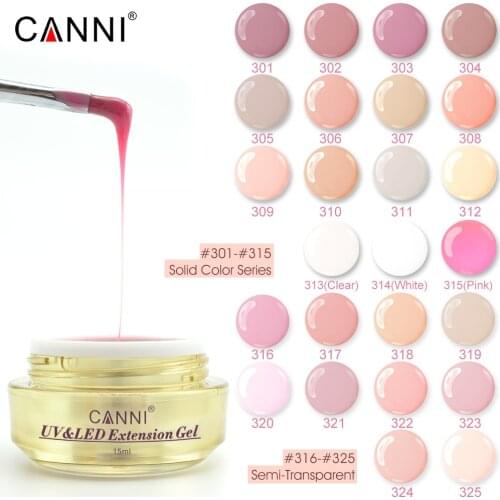 25pcs/lot CANNI Wholesale thinner camouflage jelly nail extension UV Builder Gel Transparent Clear Nail UV Builder Gel 15ml