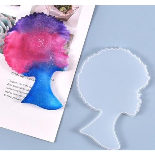 DIY Tray UV Epoxy Resin Mold African Female Head Coaster Silicone Mold Home Decoration Handmade Crafts Tools