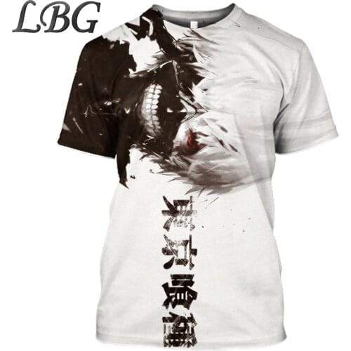 LBG anime t-shirt tokyo ghoul Harajuku style o-neck print 3D t shirt2019 summer new hip hop clothing for men