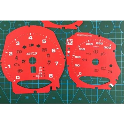 GTS 300KM 8000/9000rpm Upgrade to Mileage Instrument Panel Meter Red Sticker For Porsche Cayenne Macna718