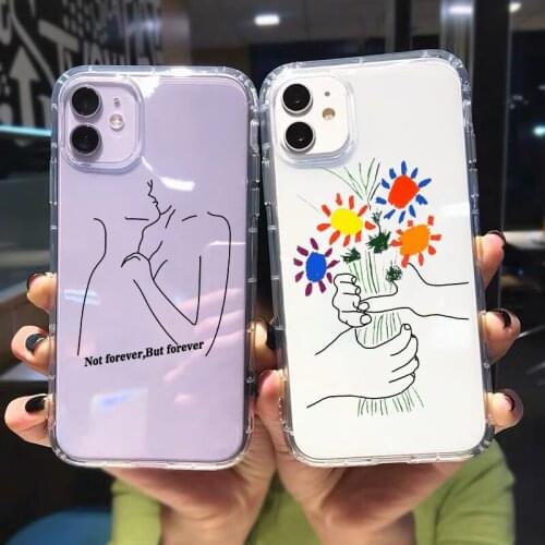 JAMULAR Funny Abstract Art Line Clear Phone Case For iPhone 12 11 Pro X XS MAX XR SE20 7 8 6Plus Shockproof Soft TPU Cover Coque