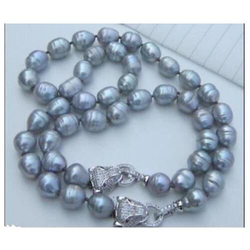 Set of 11-12mm south sea baroque silver grey pearl necklace18" &bracelet 7.5-8