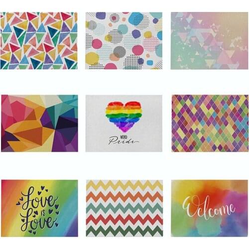 Geometric Letters kitchen Placemat Colored Cotton Linen Table Mats 42X32 Abstract Pattern Waterproof Western Placemat Coasters