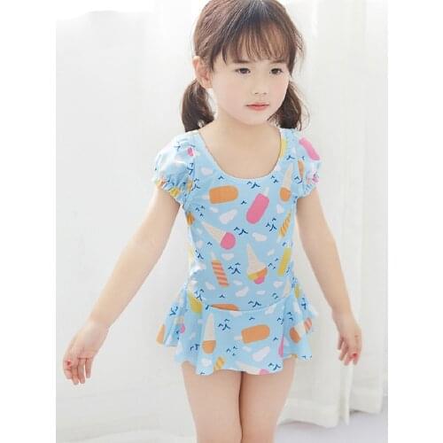 Toddler Girls Swimsuit Bikini Kinder Ice Cream Pattern Baby Swimwear For Girls Beach Summer Infant Bathing Suit Kids Beach Dress