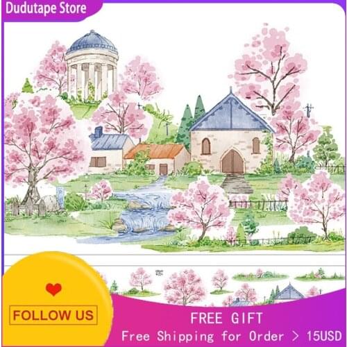 Landscaping Journal Washi Tape Sticker Cherry Blossom Season Summer Pasture Suburban Castle