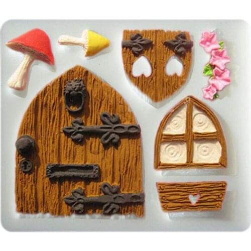 Minsunbak Door window shape silicone fondant mould DIY cake decoration mushroom shape tool Popular kitchen accessories