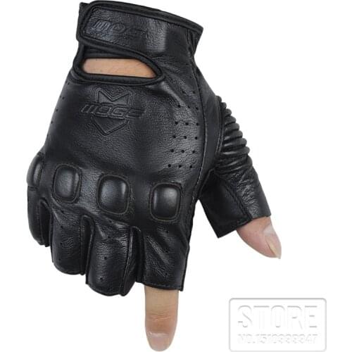 Motorcycle Half Finger Leather Gloves Motocross Off-Road Racing Gloves motorbike Riding Luva Couro Motoqueiro Gloves