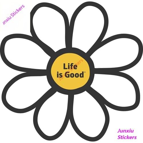 Cartoon Car Sticker Life Is Beautiful Daisy Reflective Bumper Camper Truck Decal Waterproof Sunscreen SUV Fine Decor PVC13x13cm