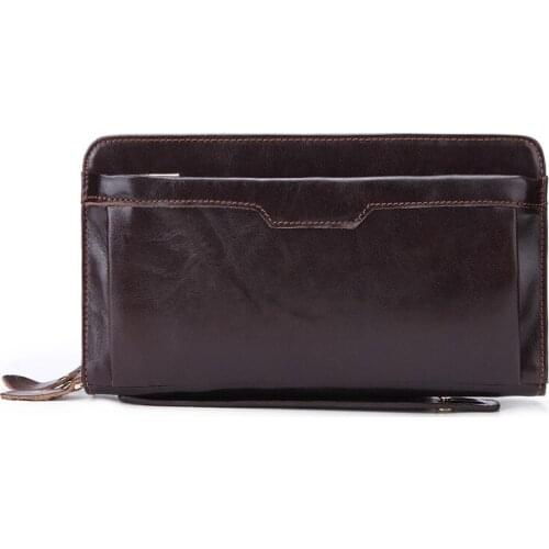 2021 New Business Real CowHide Leather Wallet Men High Quality Men Clutch Card Holder Organizer High Capacity Phone Case Stroage