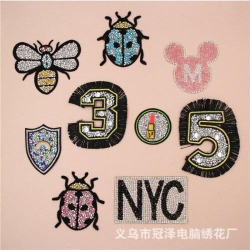 50pcs/Lot Embroidery Patches Letters Clothing Decoration Accessories Animal Wolf Zebra Palm Diy Iron Heat Transfer Applique