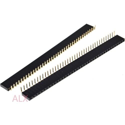 5PCS 1X40 PIN Single Row Right Angle FEMALE PIN HEADER 2.54MM PITCH Strip Connector Socket 1*40 40p 40PIN 40 PIN FOR PCB BOARD