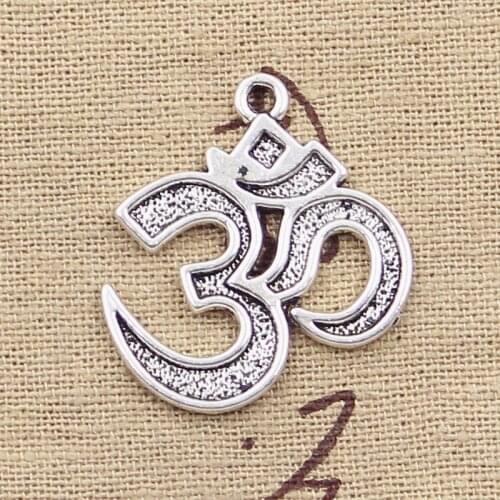 10pcs Charms Yoga Om 30x26mm Antique Silver Color Plated Pendants Making DIY Handmade Tibetan Silver Color Jewelry