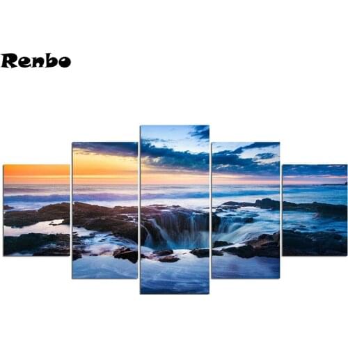 Full,Diamond Embroidery,5D diy Diamond Painting 5pcs,sea,Landscape,Waterfall,Cross Stitch,3D,Diamond Mosaic,Needlework,decor