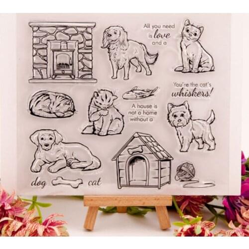 Pet Cats Dogs Transparent Clear Silicone Stamp Seal Cutting DIY Scrapbook Rubber Coloring Embossing Diary Decoration Reusable