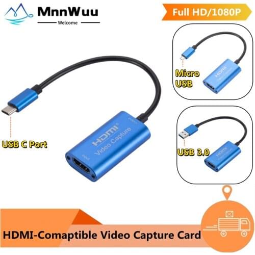 Type-C USB 3.0 Micro USB Video Capture Card HDMI-compatible to USB 1080P HD Game Record for Switch Live Streaming Broadcast Came