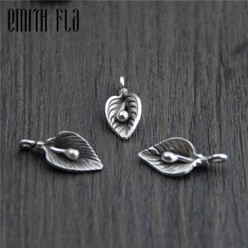 Emith Fla 100% 925 Sterling Silver Leaf Charm Fit Bracelet Earring Authentic DIY Pendant Jewelry Accessories