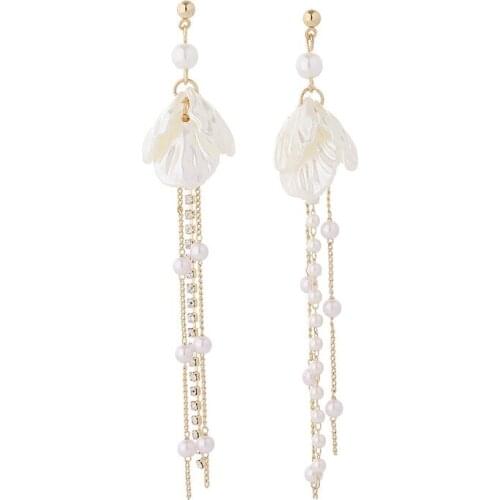 10 pair /lot fashion jewelry accessories cute shell flower petal pearl tassel earrings for women