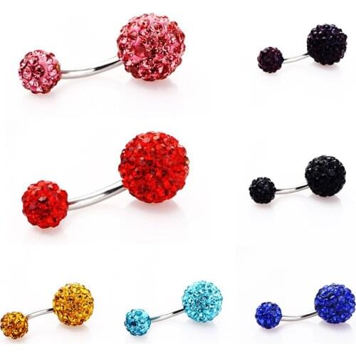 1PC Crystal Steel Belly Piercings Women Belly Button Rings Rose Gold New Steel Rhinestone Sexy Belly Navel Piercing