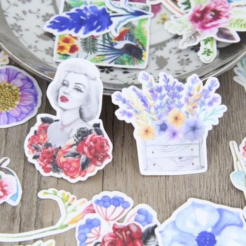 29pcs Pretty Watercolor Plant Flower Planner Scrapbooking Waterproof Stickers for Girls Laptop Computer Notebook Journal Decals