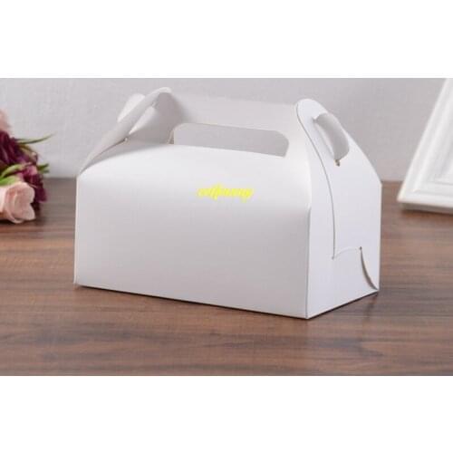 400pcs/lot White Paper Gift Box Kraft Paper Biscuits Candy Pastry Portable Cake Baking Packaging Boxes