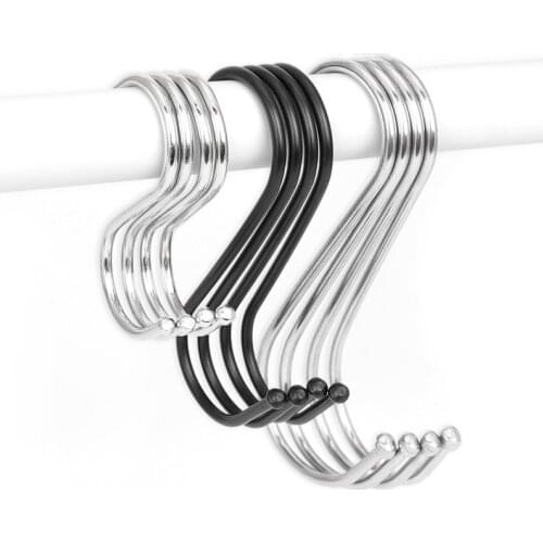 5PCS Stainless Steel S-Shape Hook Kitchen Bedroom Multi-function Railing S Hanger Hook Clasp Holder Hooks Hanging Storage Tools