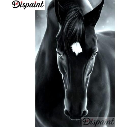Dispaint Diamond Painting Cross Stitch "Animal horse scenery" Full Crystal Diamond Embroidery Needlework Craft Home Decor A10808