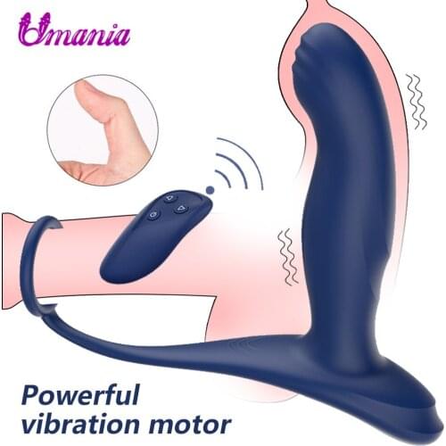 Anal Vibrator Male Prostate Massager Silicone Anal Butt Plug Wireless Remote Control Delay with Dual Rings For Male Sex Toys