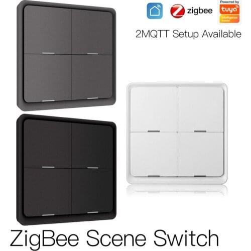 4 Gang Tuya ZigBee Wireless 12 Scene Switch Push Button Controller By Battery 2MQTT Setup Automation Scenario For Tuya Devices