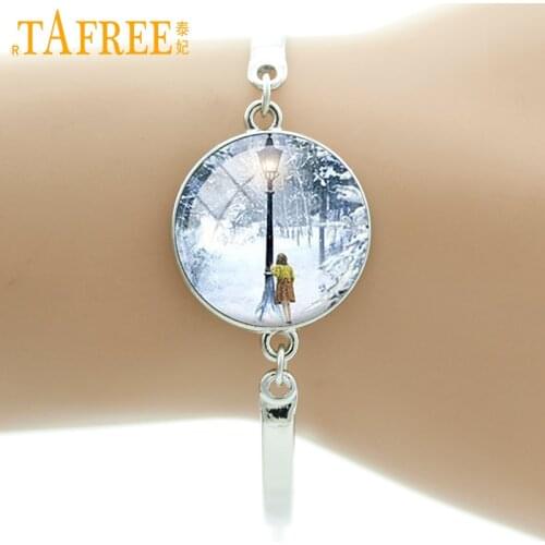 TAFREE Narnia Bracelet The Lion The Witch And The Wardrobe Bracelets Bangles Lucy And Lamp-Post Charm Bangles Gifts Jewelry D281