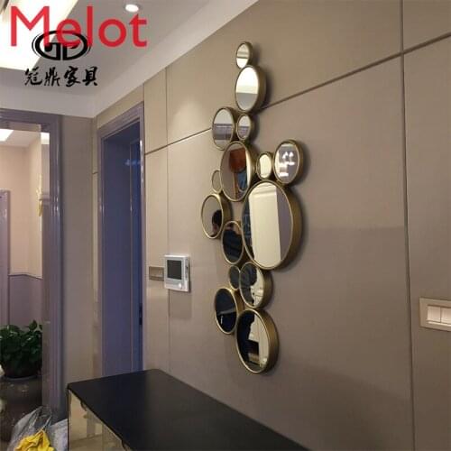 Living Room Decorative Mirror Dining Room Sofa Background Wall Creative Wall Hanging Modern Soft Art Circle Combination Mirror