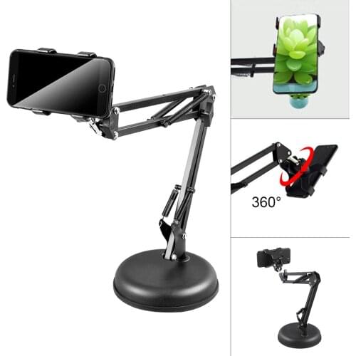 Mobile Phone Holder 360 Rotating Flexible Arm Phone Clamp Clip Smartphone Desktop Metal Bracket Phone Stand Clamp For 10cm Phone
