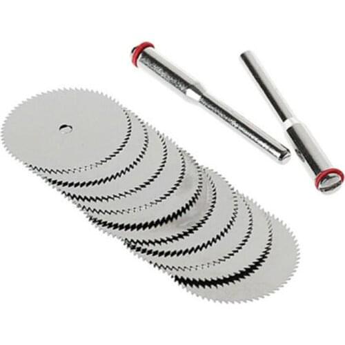 10pc 25mm HSS Circular Saw Blade +2pc Rod Rotary Cutting Woodwork Tools For Metal Cutter Power Wood Cutting Discs Drill Mandrel