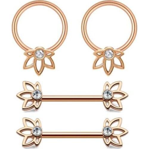 Womens jewelry inlaid milk ring and milk nail set with 4 sets of body piercing accessories