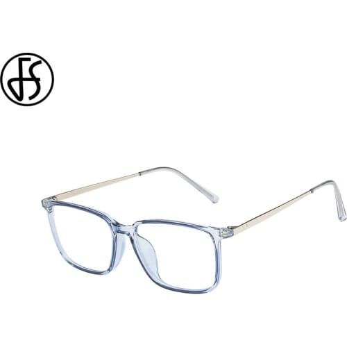 FS Retro Anti Blue Light Glasses For Men Square Frame Spectacles Plain Lenses Optical Metal Women Blue Light Blocking Eyeglasses